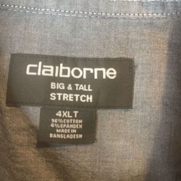 Claiborne Men's Shirt Button Down Size 4XLT Big & Tall Stretch Gingham - Picture 3 of 3